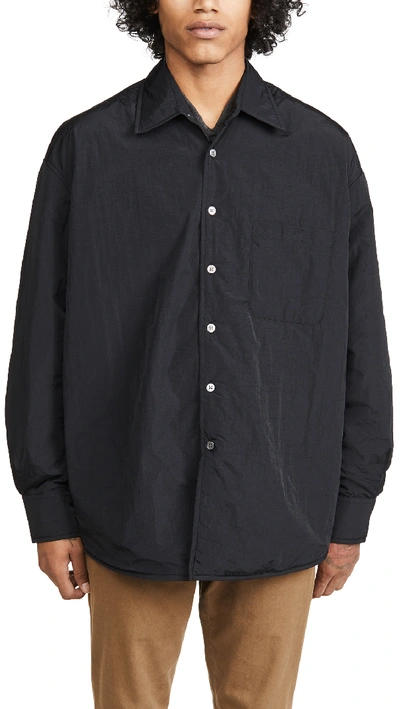 Our Legacy Reincarnation Suede Overshirt In Padded Black