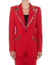 Dolce & Gabbana Leopard-print Trimmed Wool-blend Blazer In Red