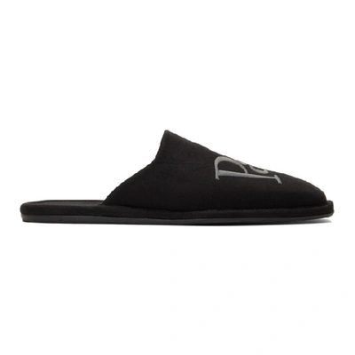 Balenciaga Paris Embroidered Slipper In Black