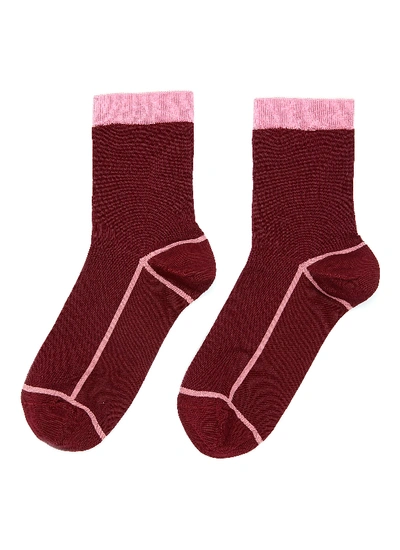 Hysteria 'lily' Ankle Socks In Burgundy