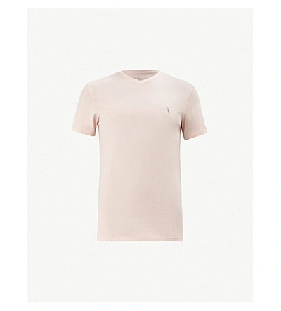 Allsaints Tonic V-neck Cotton-jersey T-shirt In Bleach Pink
