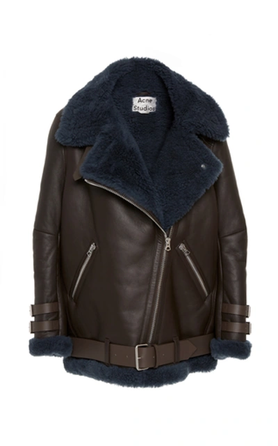 Acne Studios Velocite Oversized Shearling Jacket In Brown