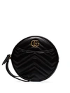 GUCCI BLACK GG MARMONT ROUND LEATHER CLUTCH BAG