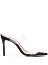 Schutz Ariella Strappy See-through Vinyl Slide Sandals In Black Tran
