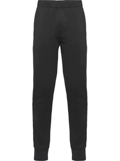 Prada Technical Fleece Track Pants In Black