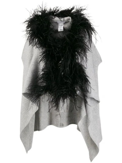 Fabiana Filippi Feather-embellished Knit Gilet In Grey