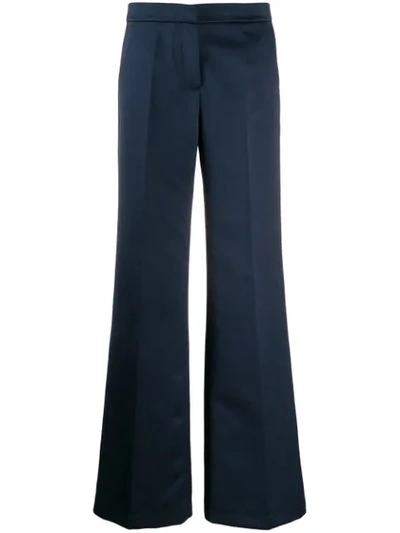 Semicouture Wide Leg Tailored Trousers In Blue