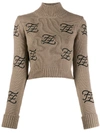 FENDI embroidered logo high neck jumper