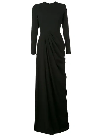 Alex Perry Structured Shoulder Evening Dress In Black