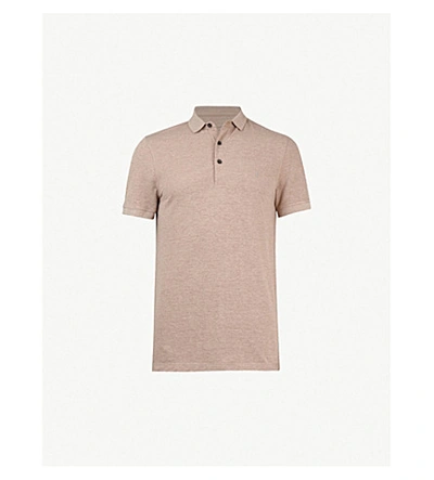 Allsaints Parlour Cotton-blend Polo-shirt* In Mushroom Pink