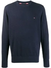 TOMMY HILFIGER EMBROIDERED LOGO CREW NECK SWEATER