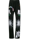 Off-white Embroidered Relaxed Cotton Denim Jeans In Black