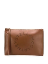 Stella Mccartney Large Perforated-logo Clutch In Brown