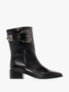 LOEWE LOEWE BLACK WESTERN BUCKLE LEATHER BOOTS,4532924913832082