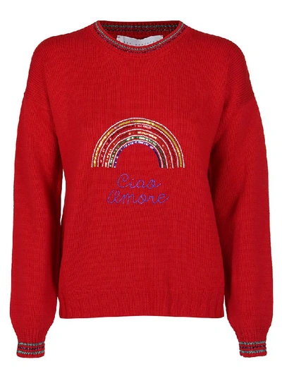 Giada Benincasa Merino Wool & Lurex Knit Sweater In Red