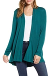 Bobeau High/low Jersey Cardigan In Evergreen