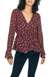 SANCTUARY CARRIED AWAY FLORAL CLIP DOT PEPLUM BLOUSE,CB1646PWC