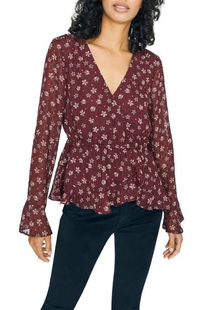 Sanctuary Carried Away Floral Clip Dot Peplum Blouse In In Bloom