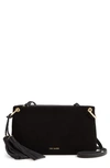 Ted Baker Demetra Tassel Suede & Leather Crossbody Bag In Black