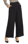 1.state Tie Front Split Seam Wide Leg Pants In Rich Black