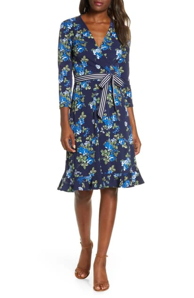 Leota Perfect Floral Ruffle Hem Dress In Knock Out