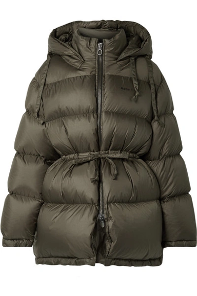 Acne Studios Oversized Hooded Quilted Shell Down Jacket In Army Green