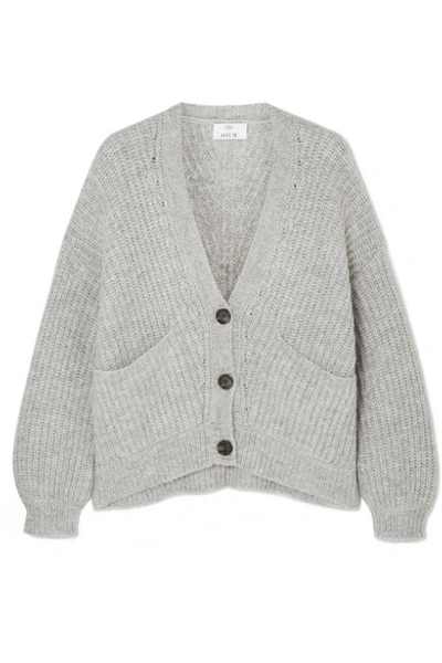 Allude Ribbed-knit Cardigan In Gray