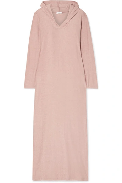 Pour Les Femmes Hooded Terry Nightdress In Blush