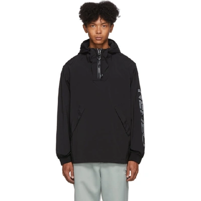 Kenzo Quarter-zip Logo-print Windbreaker In Nero