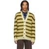 MARNI YELLOW & BLACK STRIPED MOHAIR CARDIGAN