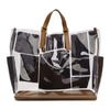 FENDI FENDI TRANSPARENT AND BROWN LEATHER AND FUR FOREVER FENDI PATCH POCKET TOTE