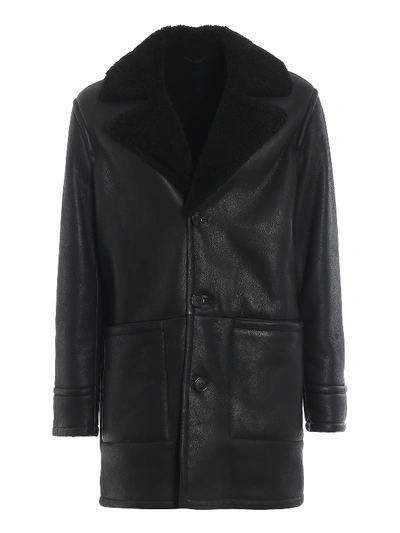 Dondup Black Coat With Fur Collar