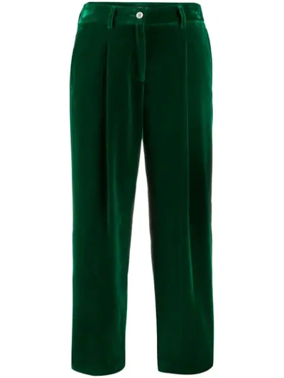 Jejia Cropped Corduroy Trousers In Green