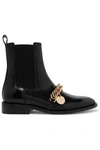 GIVENCHY CHAIN-EMBELLISHED GLOSSED-LEATHER CHELSEA BOOTS
