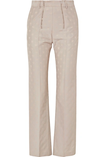 Gmbh Mica Wool-blend Jacquard Tapered Pants In Beige