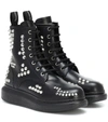 ALEXANDER MCQUEEN EMBELLISHED LEATHER ANKLE BOOTS,P00410357