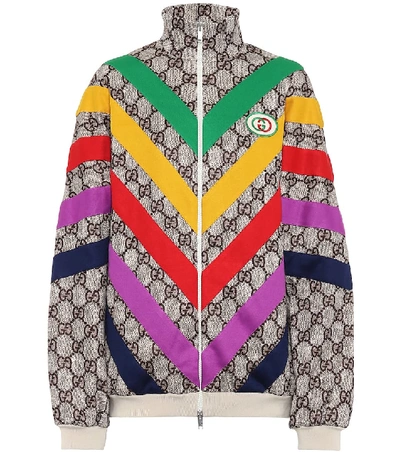 Gucci Striped Gg Supreme Track Jacket In Beige