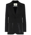 FENDI LEATHER-TRIMMED TWILL BLAZER,P00403967