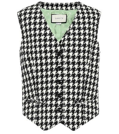 Gucci Houndstooth Single-breasted Waistcoat In Black