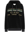 GUCCI LOGO COTTON-BLEND CHENILLE HOODIE,P00416047