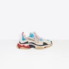 Balenciaga Triple S Logo-embroidered Leather, Nubuck And Mesh Sneakers In White Blue Pink
