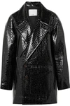 TIBI OVERSIZED CROC-EFFECT FAUX PATENT-LEATHER COAT