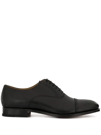 Giorgio Armani Decorative Perforation Shoes In Black