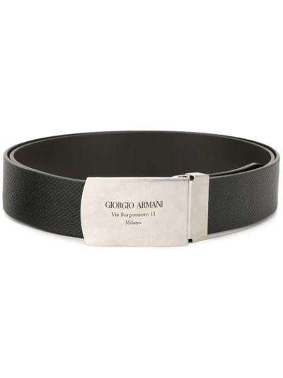 Giorgio Armani Caviar Leather Belt, Black