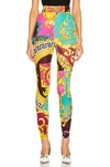 VERSACE VERSACE PRINT LEGGING IN ABSTRACT,BLUE,PINK,YELLO,VSAC-WP14