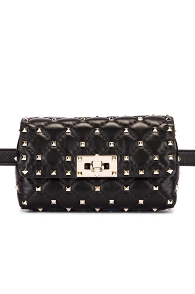 Valentino Garavani Spike It Satin Belt Bag In Black