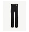 SANDRO BUCKLE HIGH-RISE TAPERED CREPE TROUSERS