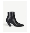 ANN DEMEULEMEESTER SLANT-HEEL LEATHER ANKLE BOOTS