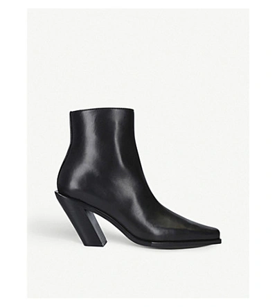 Ann Demeulemeester Slant-heel Leather Ankle Boots In Black
