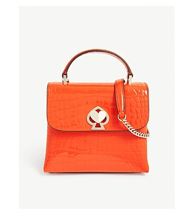 Kate Spade Romy Croc-embossed Leather Top Handle Bag In Fire Lily